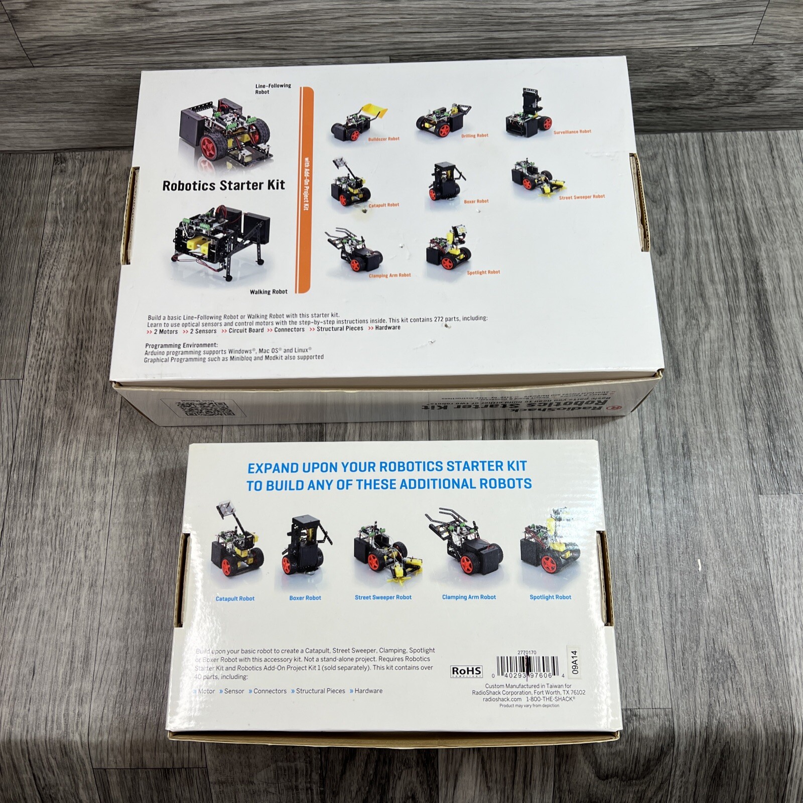 Radio Shack Make: It robotics starter Kit 2770168 & Project Kit 2 2770170 Bundle