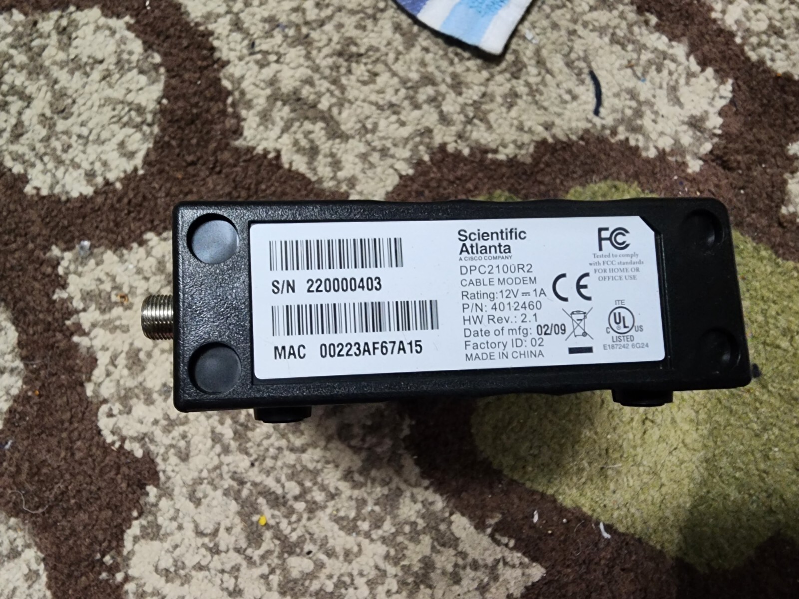 Scientific Atlanta Webstar Dpc2100r2 Cable Modem  DPC 2100 R2