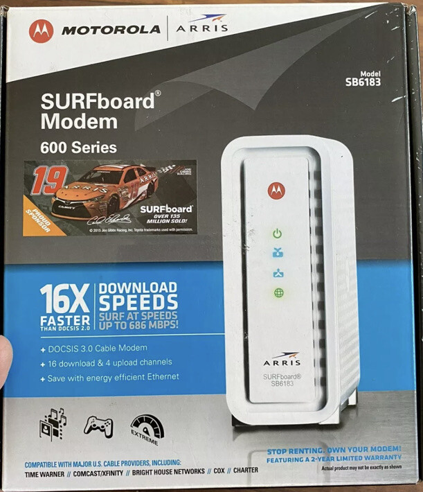 ARRIS SURFboard SB6183 DOCSIS 3.0 Cable Modem – 600 MHz Dual-Thread Processor –