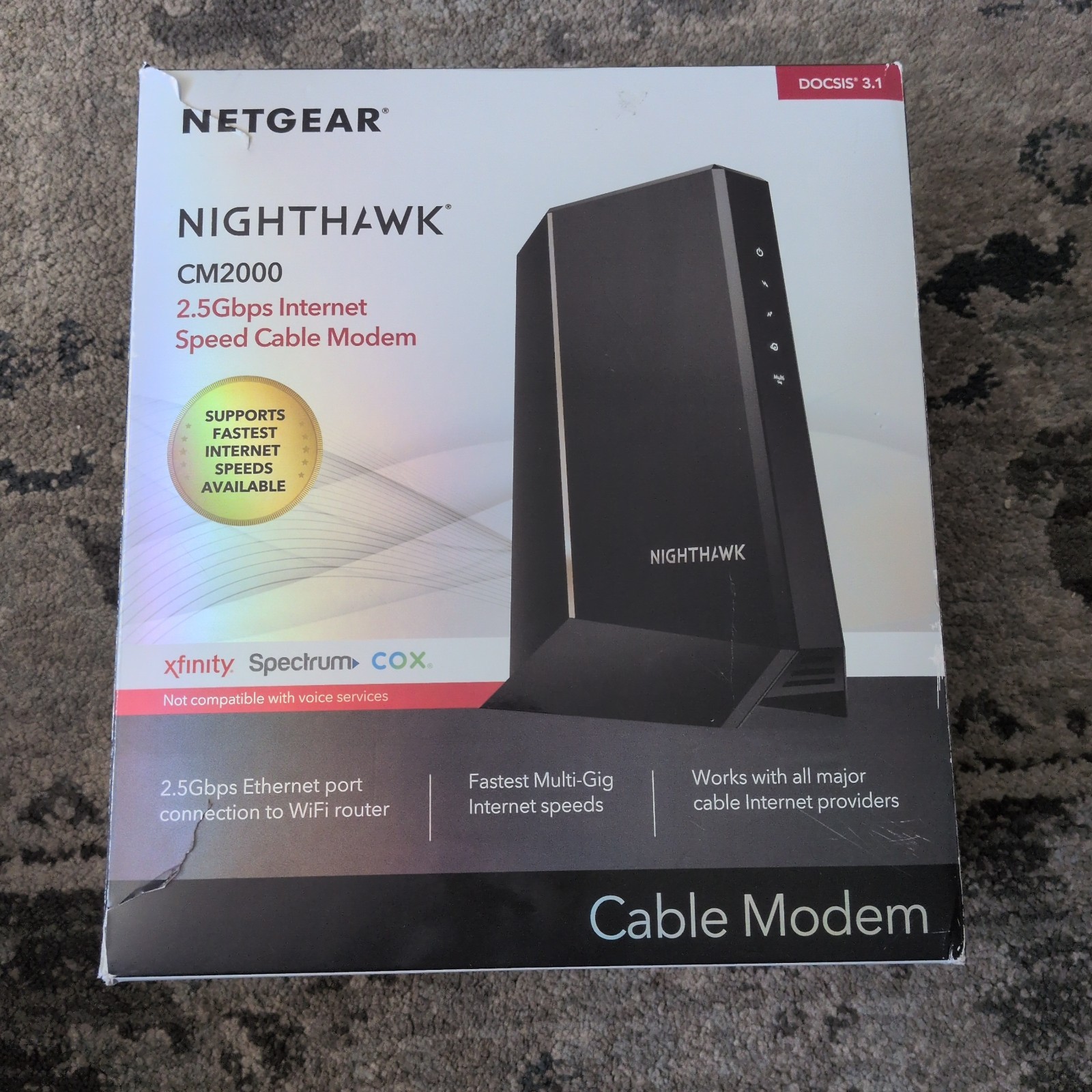 NETGEAR Nighthawk CM2000 DOCSIS 3.1 Cable Modem Tested Works Great w/ Power Cord