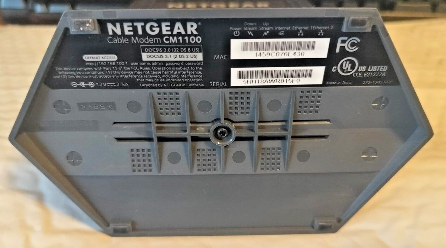 Netgear Nighthawk CM1100 Cable Modem DOCSIS 3.1 w/ Power Adapter *TESTED*