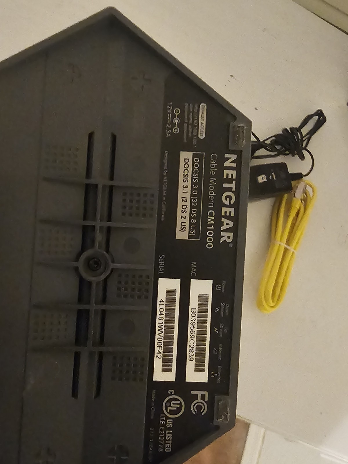 NETGEAR CM1000 Ultra-High Speed Cable Modem DOCSIS 3.1 W/ Power Cord