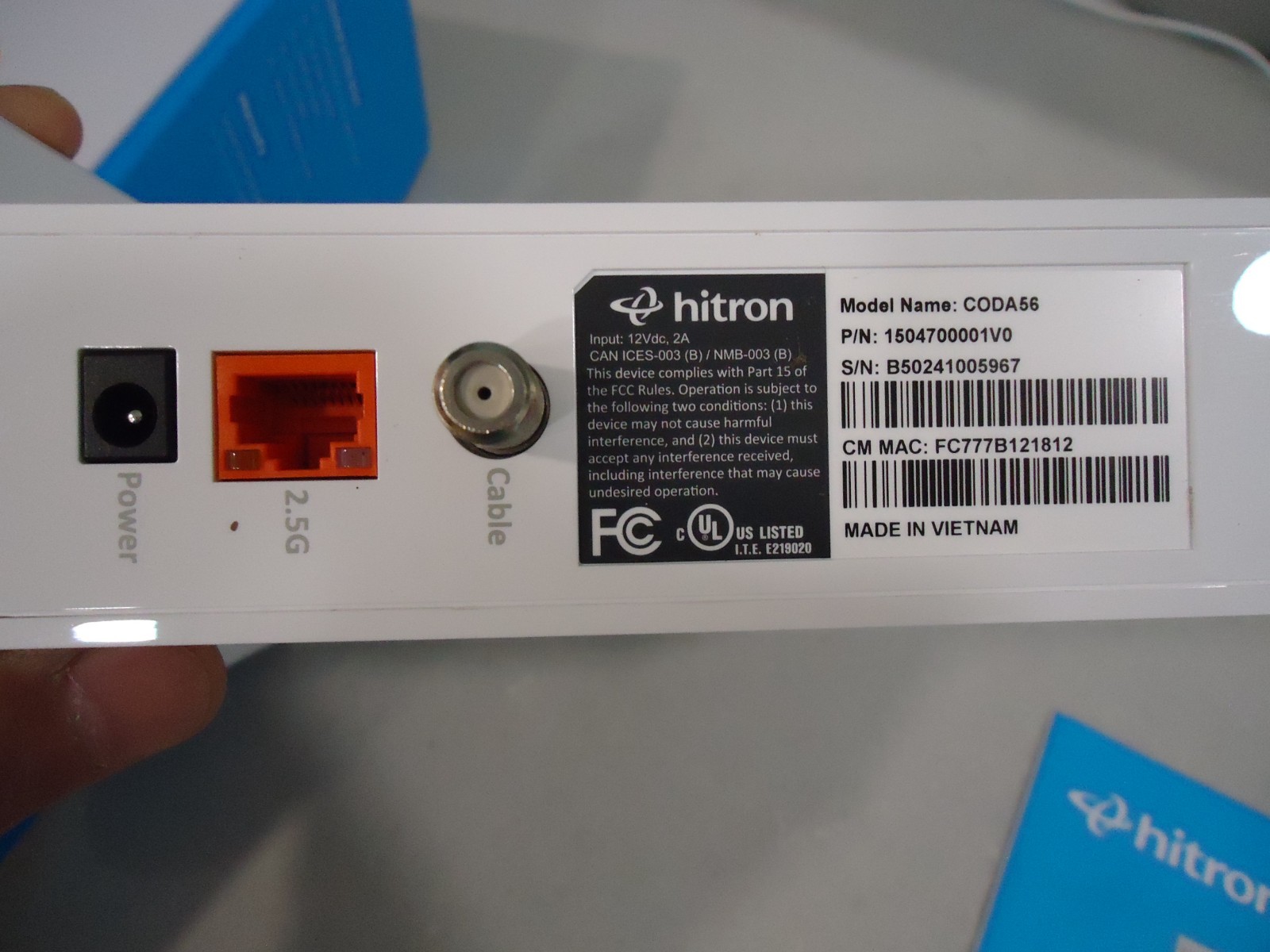 Hitron DOCSIS 3.1 Cable Modem 2.5 Gigabit Ethernet CODA56, stop rental fees