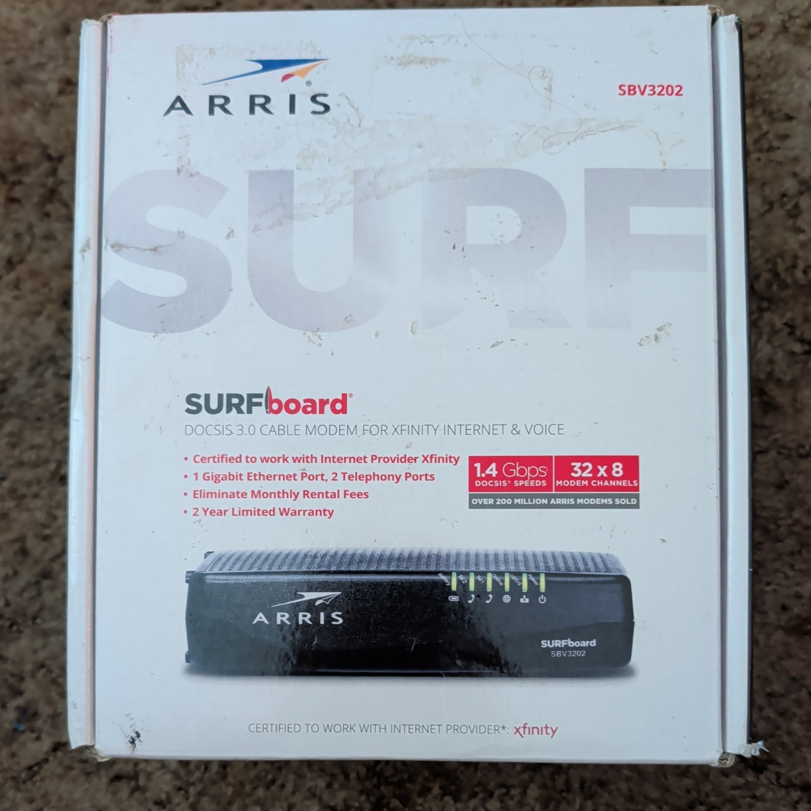 ARRIS SURFboard SBV3202 32×8 Docsis 3.0 Black Cable Modem Computer Internet