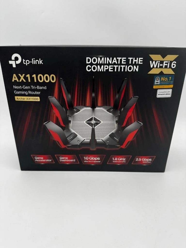TP-LINK Archer AX11000 Tri-Band Wi-Fi 6 Gaming Router – Black/Red