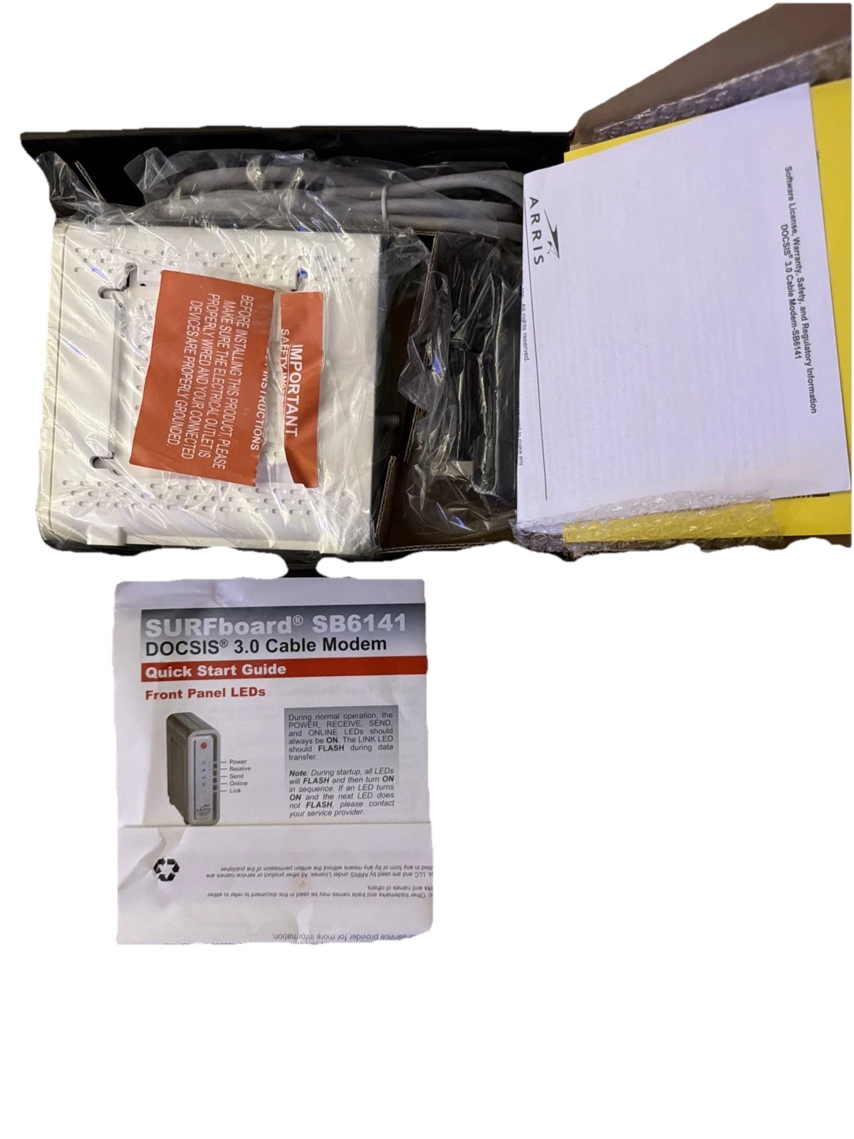 Motorola Arris SURFboard Cable Modem 400 Series Model SB6141 DOCSIS 3.0 White