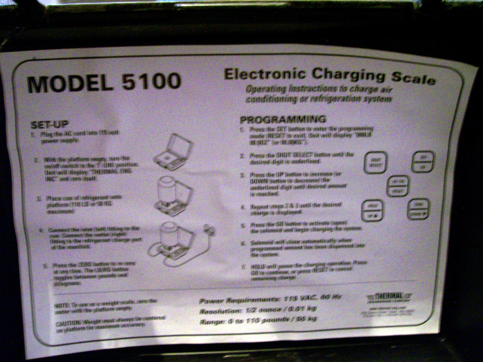 THERMAL ELECTRONIC CHARGING SCALE MODEL 5100