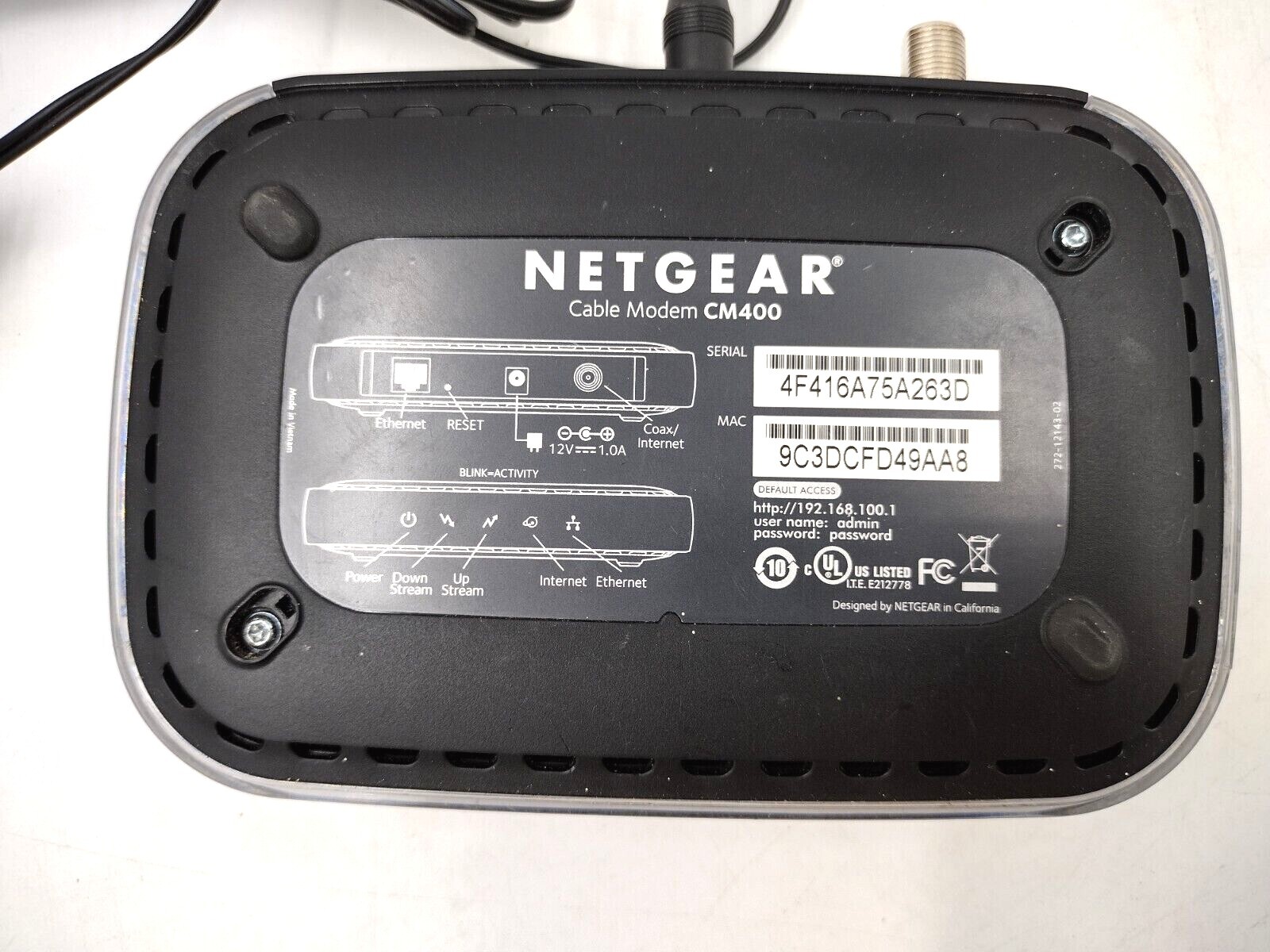 NETGEAR Cable Modem CM400