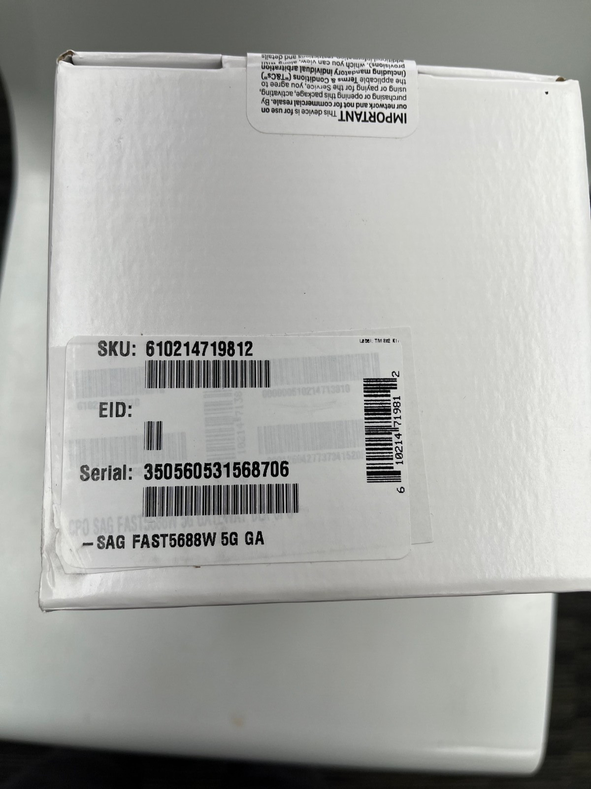 Gateway FAST-5688W Cable Modem 610214719812