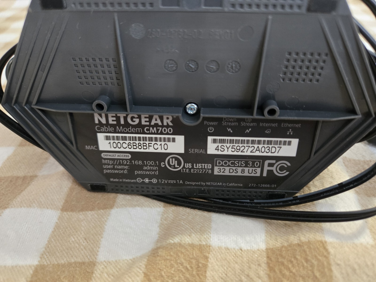 NETGEAR CM700 High Speed Cable Modem, 1.4Gbps, DOCSIS 3.0, CM700
