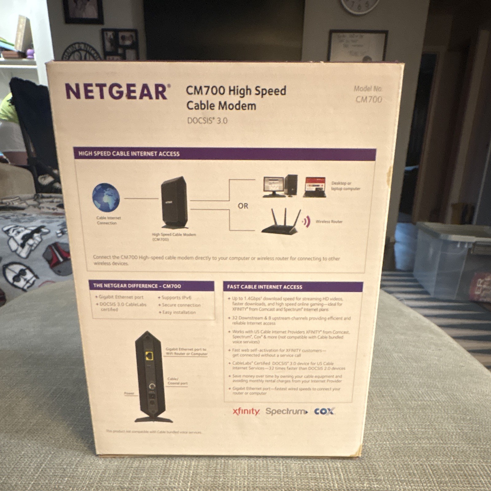 NETGEAR CM700 Cable Modem DOCSIS 3.0 32×8 1.4 Gbps CM700-1AZNAS