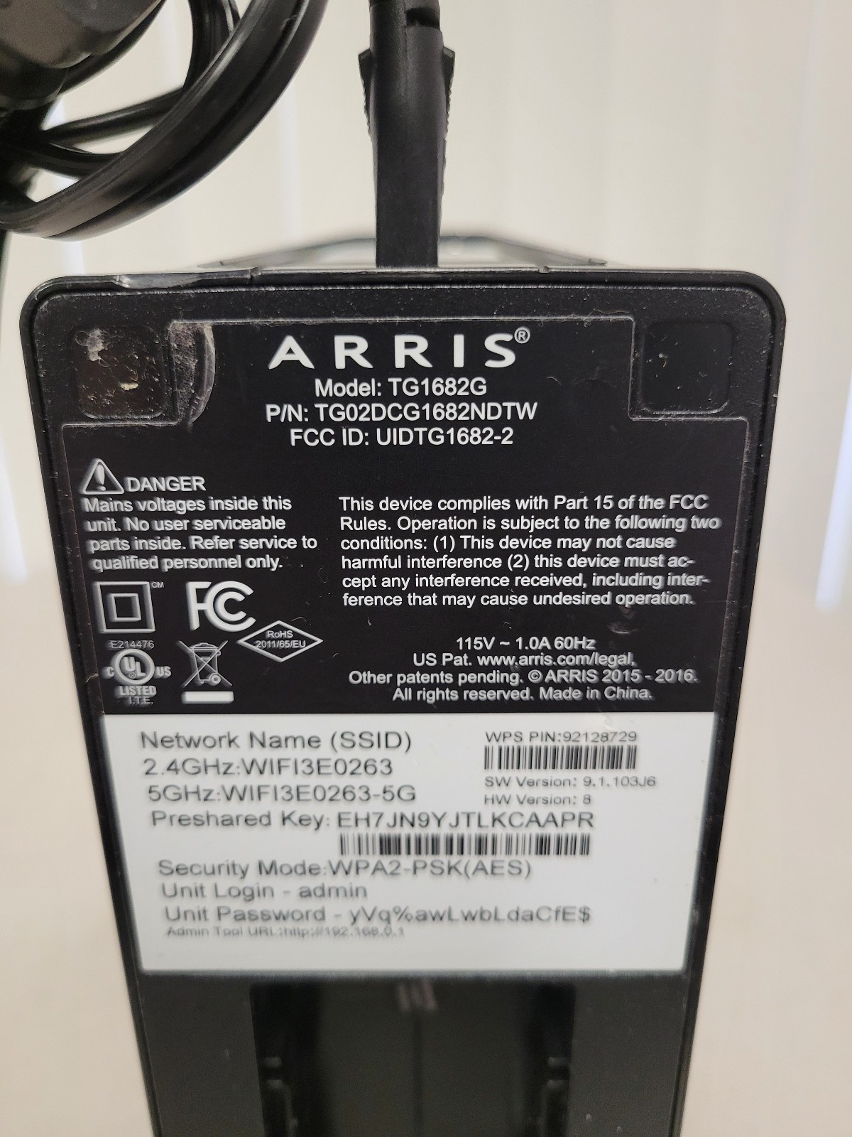 Arris TG1682G Cable Modem Router
