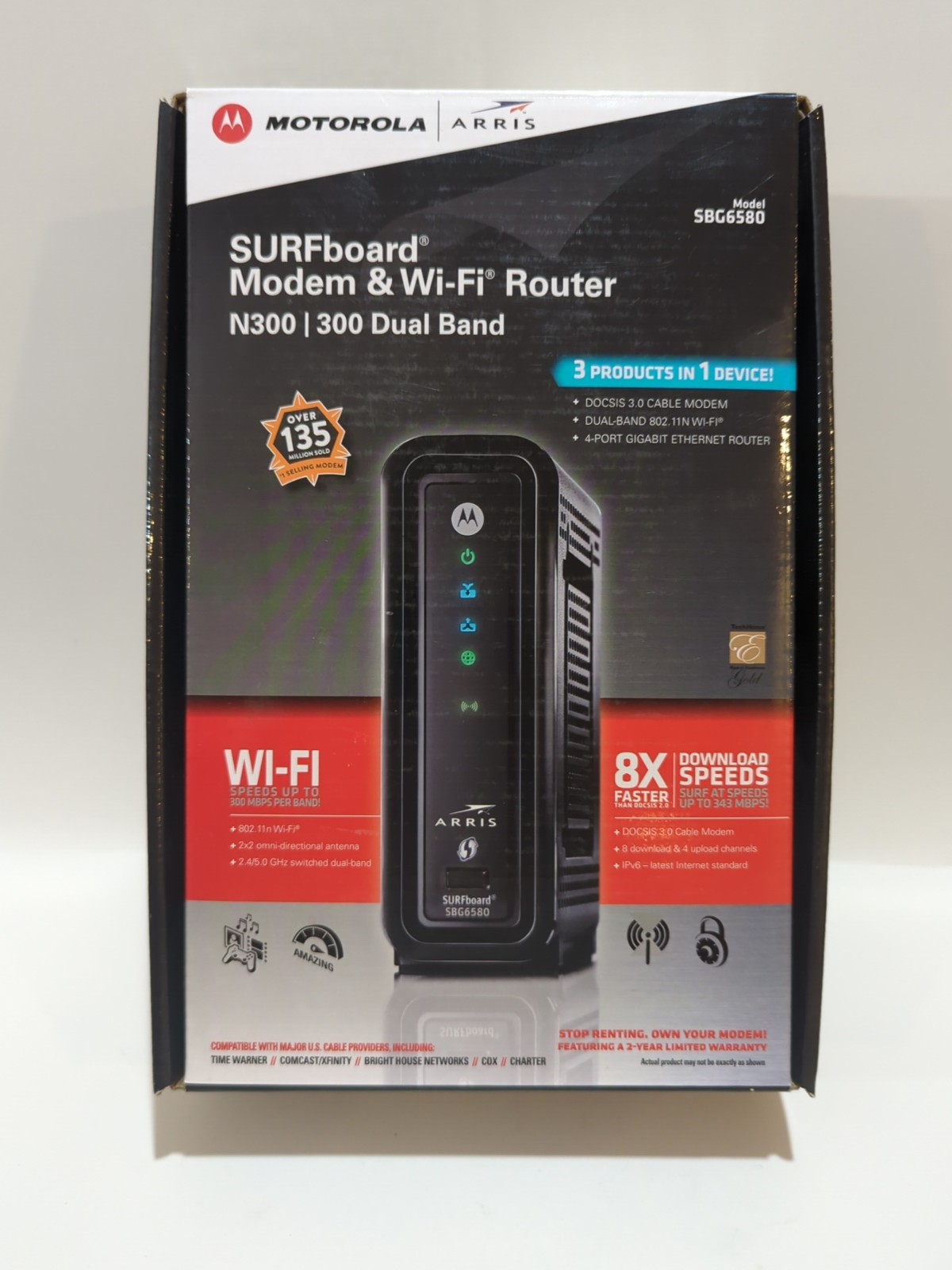 Motorola SBG6580 DOCSIS 3.0 Wireless Cable Modem Router Gateway.