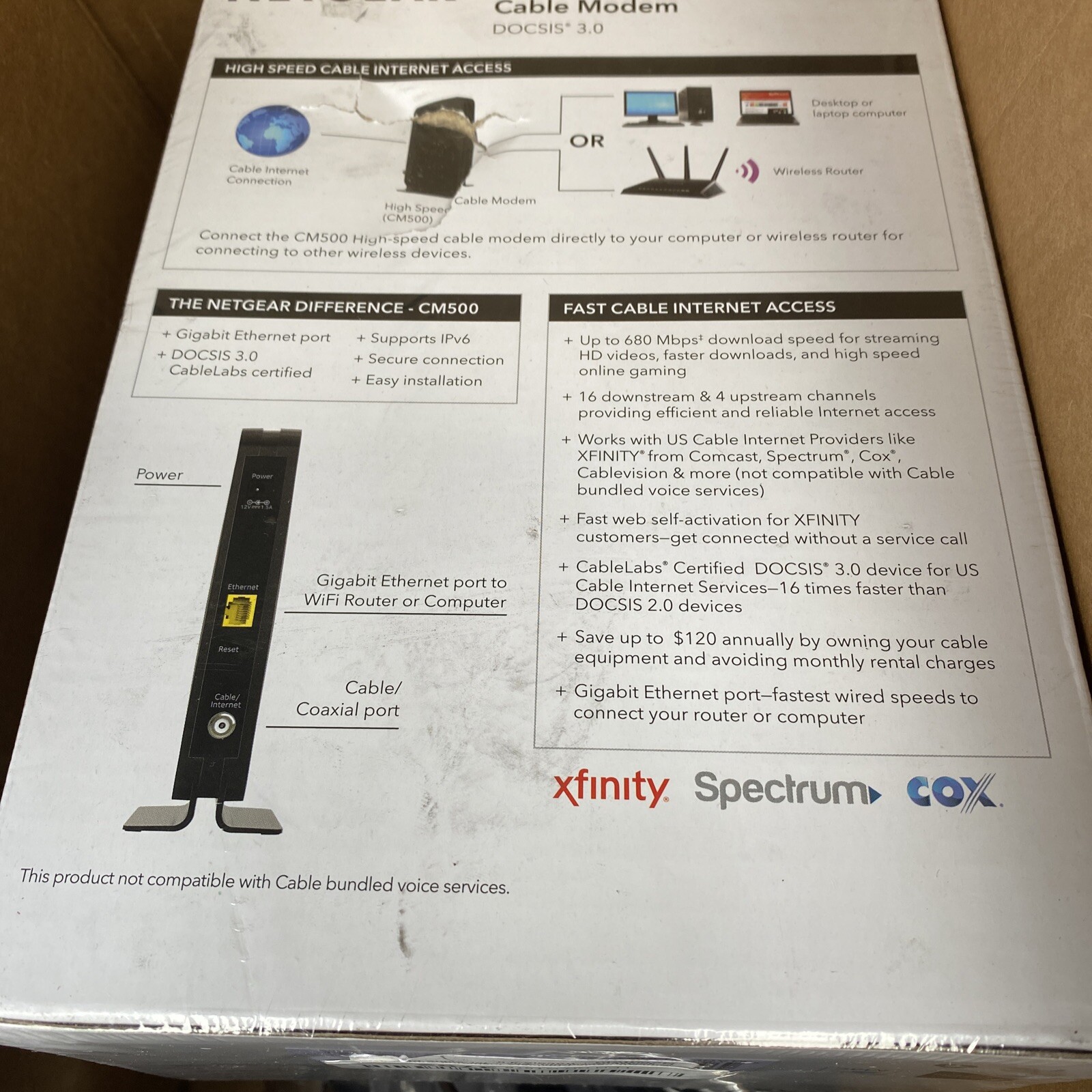 Cable Modem CM500 – Compatible with Xfinity, Spectrum, Cox – Plans up to 300Mbps