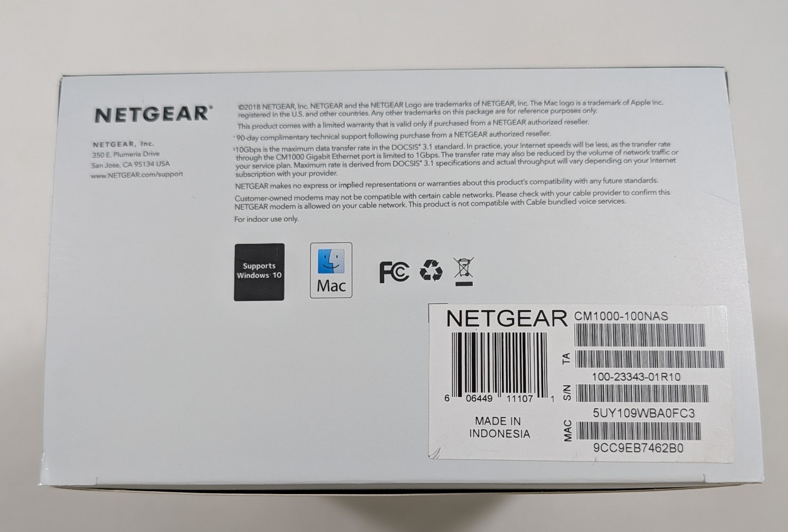 NETGEAR CM1000 DOCSIS 3.1 Cable Modem 1Gbps Ethernet Xfinity Spectrum Cox
