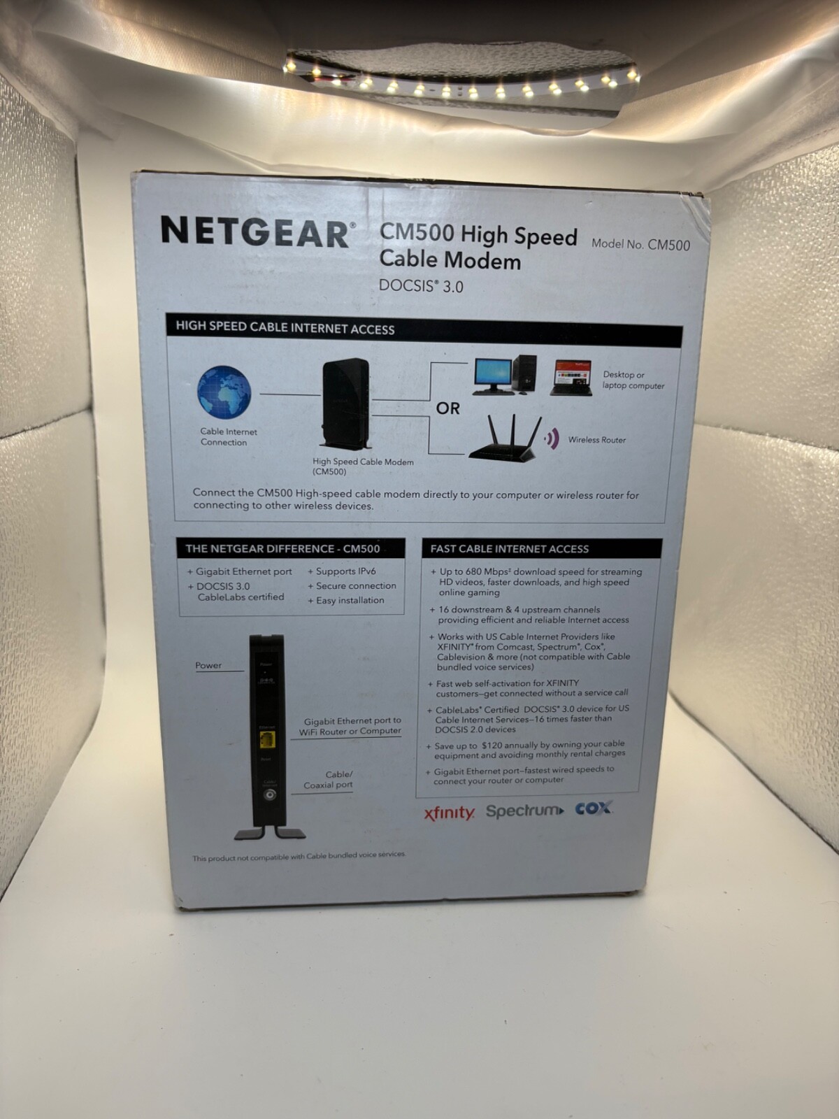 Netgear CM500-100NAS 16×4 DOCSIS 3.0 Cable Modem 680 Mbps Gigabit Ethernet