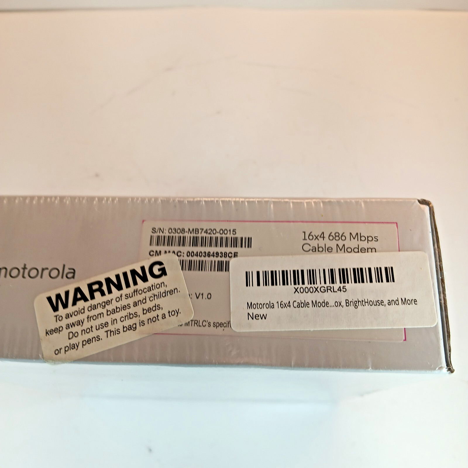 MOTOROLA 16×4 Cable Modem MB7420 / 686 Mbps DOCSIS 3.0 – Brand New Factory Seal