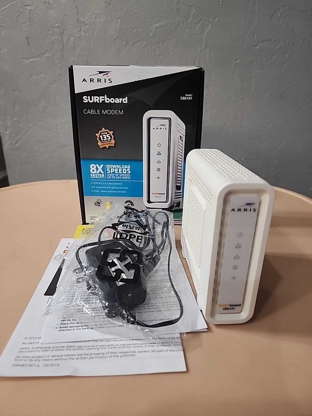 ARRIS SURFboard SB6141 8×4 DOCSIS 3.0 Cable Modem Whit Only Power Cable