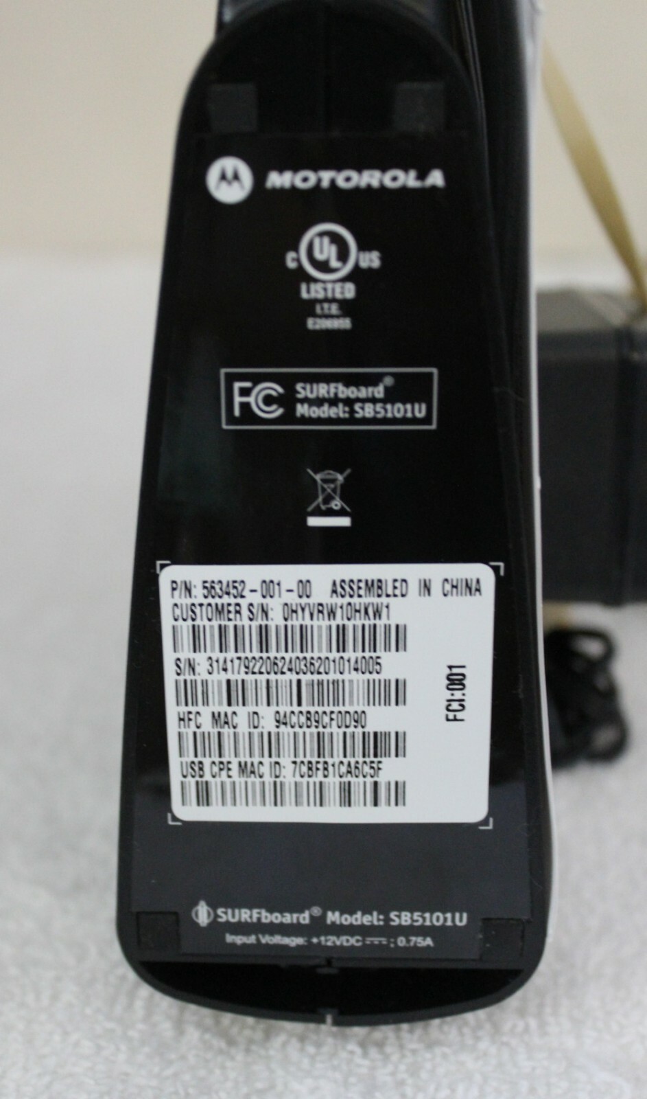 Motorola Surfboard SB5101U Cable Modem ~ Used ~ Working