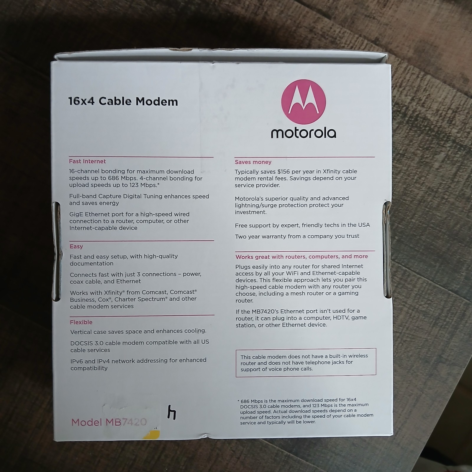 Motorola MB7420 – 16×4 Cable Modem – 686 Mbps