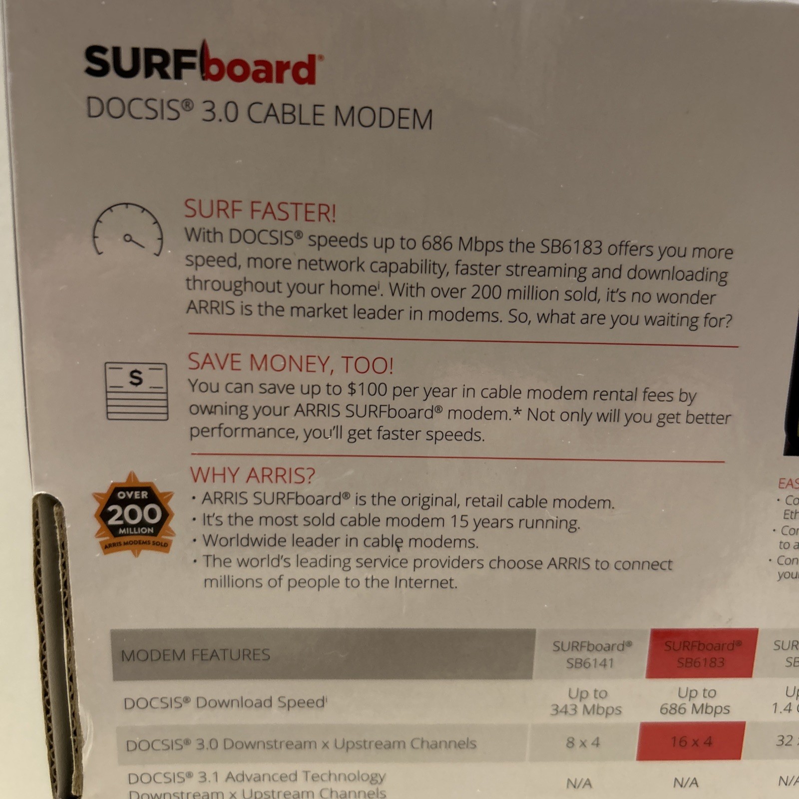 Arris Surfboard SB6183 Cable Modem 686 mbps Internet 16×4 Docsis 3.0 L1995