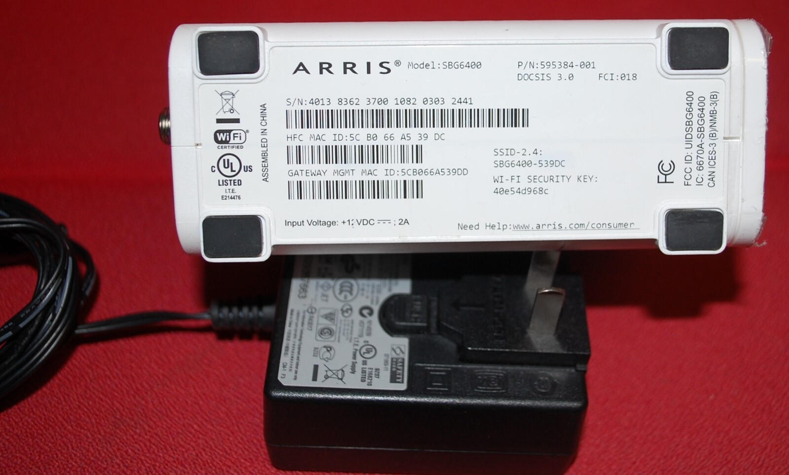 Arris Surfboard SBG6400 8×4 Docsis 3 N300 WiFi Gigabit Cable Modem