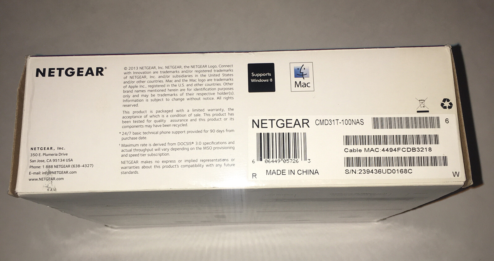NETGEAR high speed cable modem DOCSIS 3.0 CMD31T