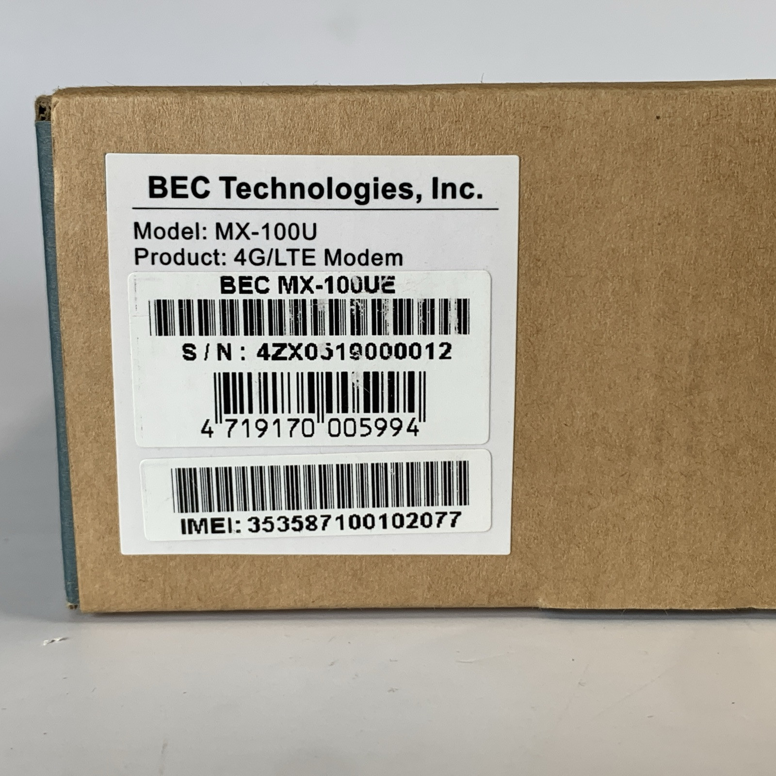 BEC Technologies 4G/LTE Modem Model MX-100UE for Cellular WAN, MXConnect Routers