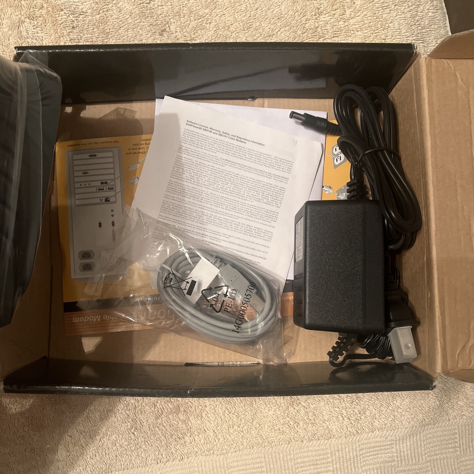 Motorola SURFboard SB5101 Cable Modem With AC Adapter Brand New