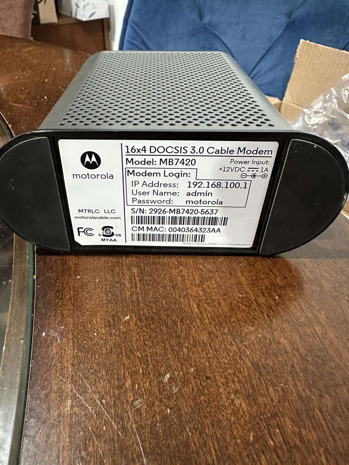 Motorola MB742010 686mbps DOCSIS 3.0 Cable Modem