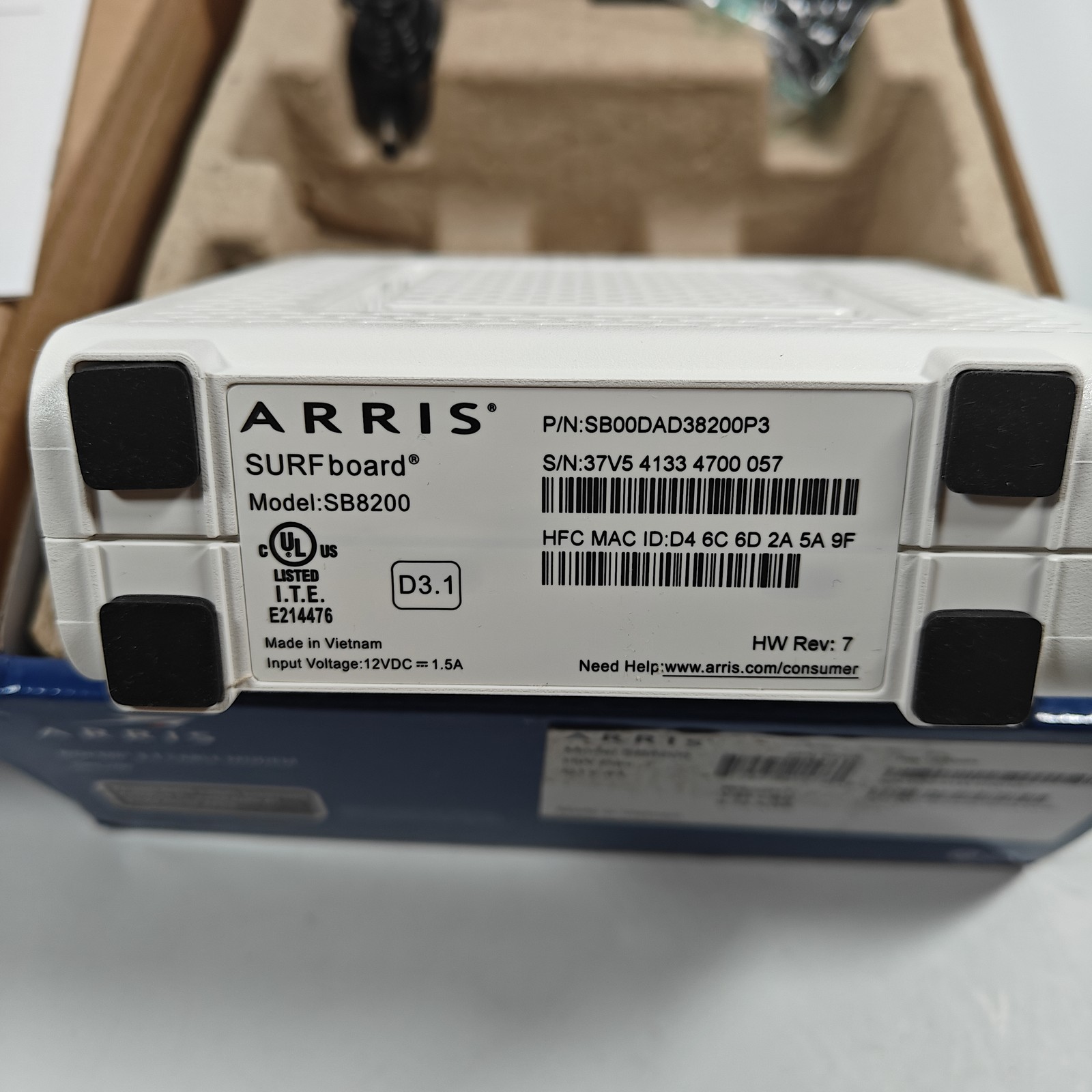 ARRIS (SB8200) – Cable Modem – Fast DOCSIS 3.1 32X8 Gigabit Cable Modem Open Box