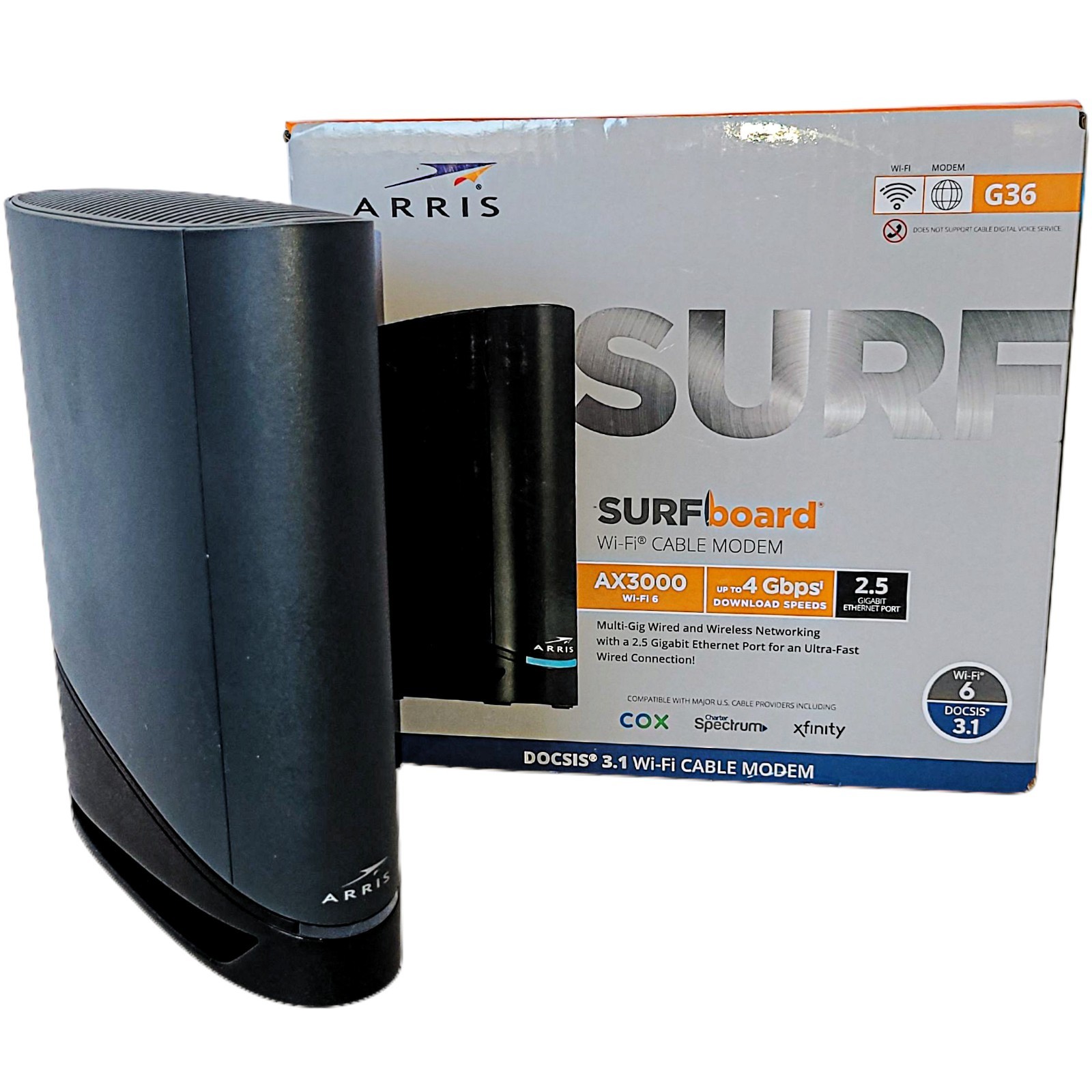 Arris Surfboard G36 DOCSIS 3.1 Multi Gig Cable Modem AX3000 Wi-Fi 6 Router Combo
