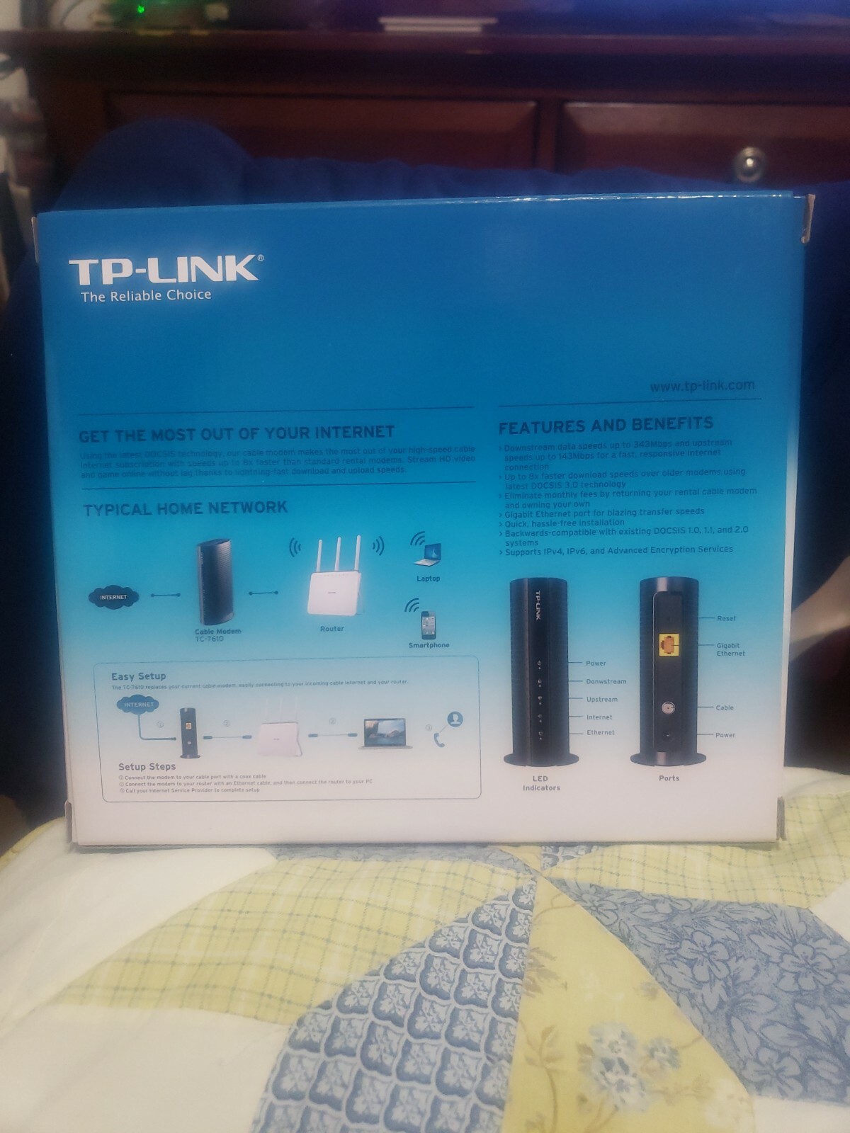 TP-Link DOCSIS 3.0 High Speed Cable Modem TC-7610 Gigabit 8×4 Gaming Streaming