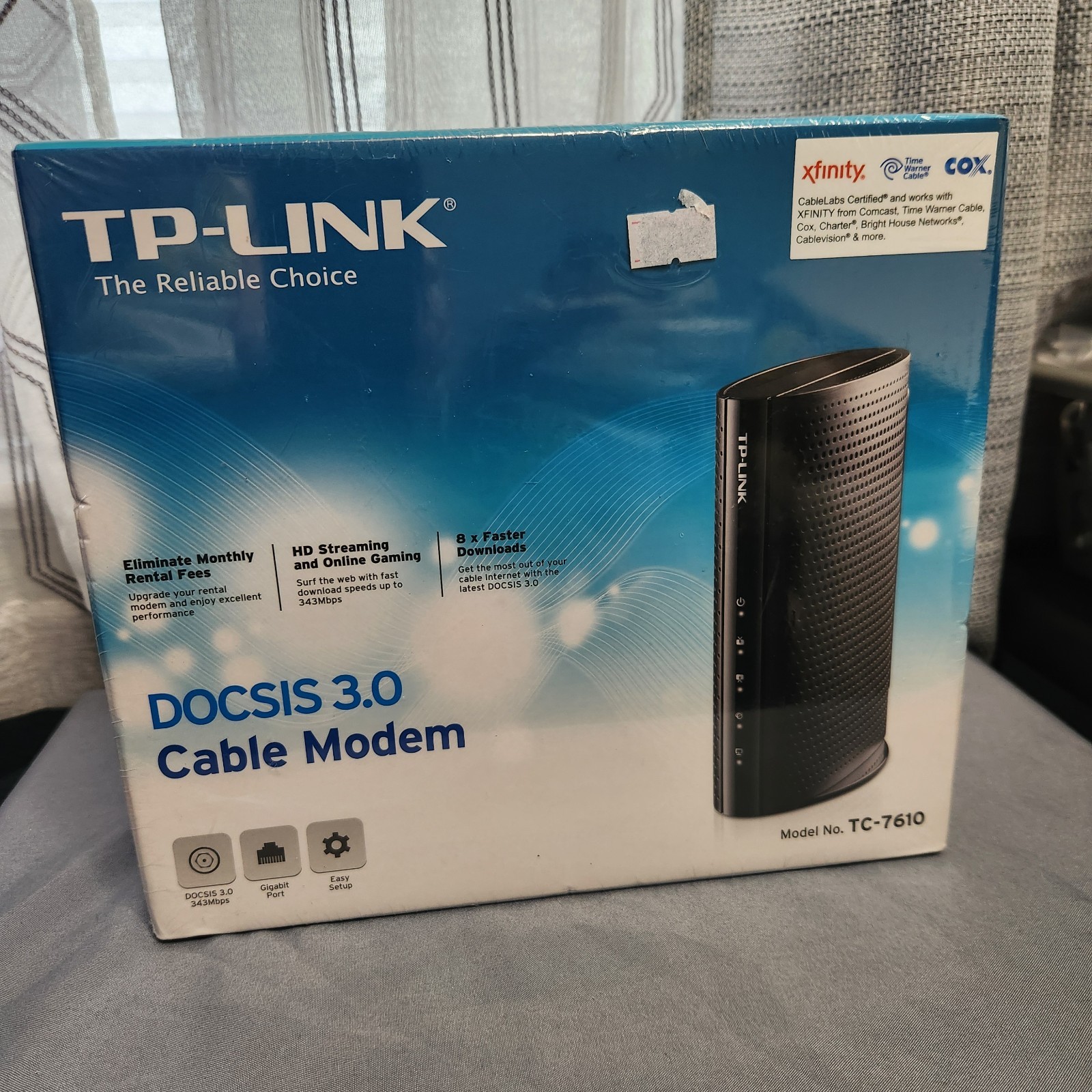 TP-Link TC-7610 DOCSIS 3.0 Cable Modem 343Mbps Gigabit Port Brand New Sealed