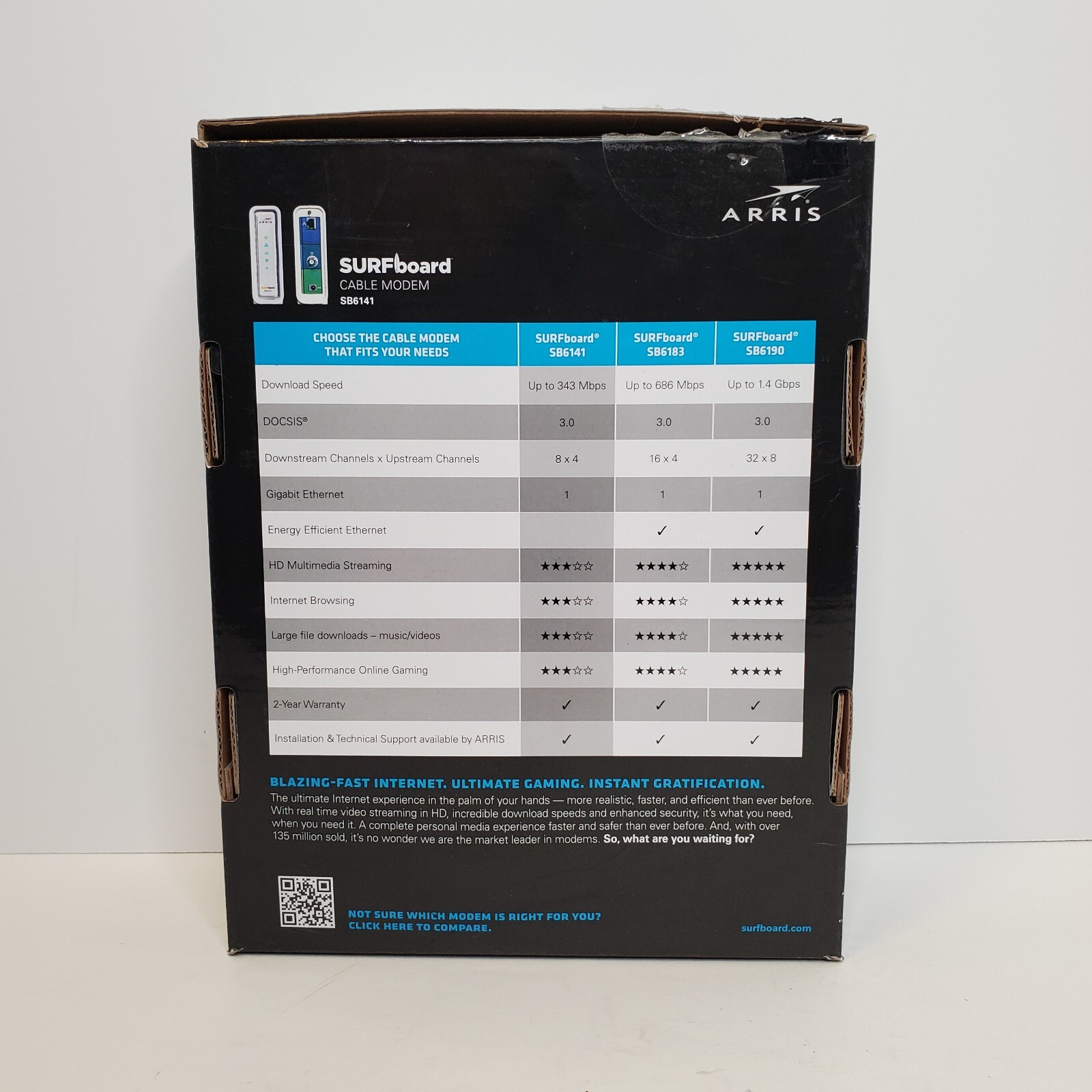 ARRIS Cable Modem Surfboard SB6141 DOCSIS 3.0 8 Download 4 Upload White