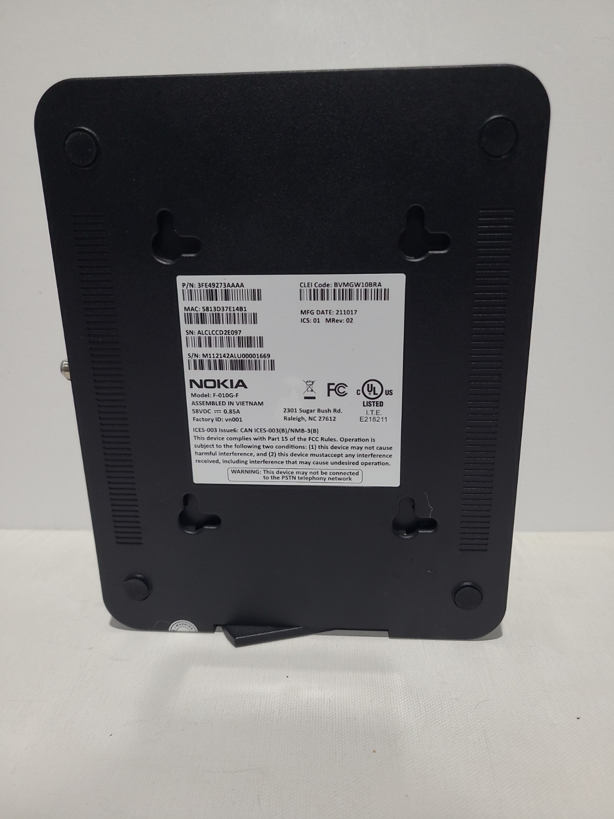 Nokia F-010G-F Fiber Box Fiber Optic Modem w/ Power Supply