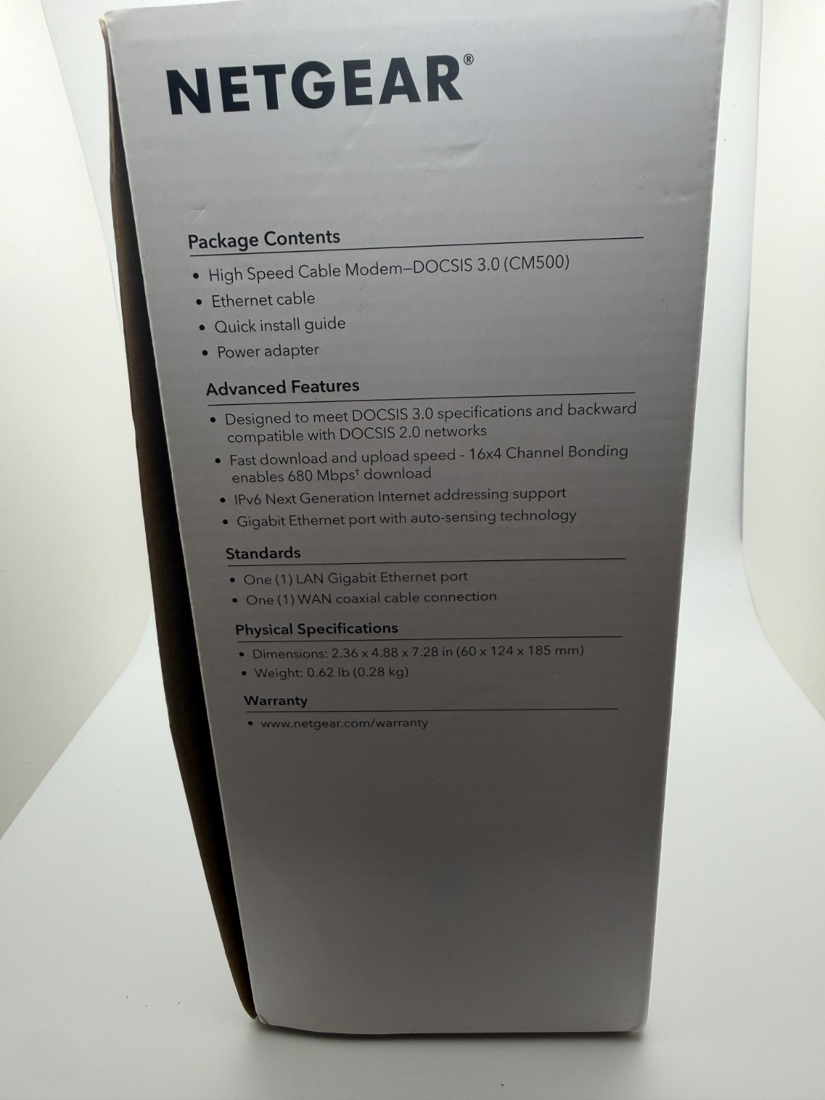 NETGEAR CM500 High Speed Cable Modem DOCSIS 3.0 Up To 680Mbps 16×4
