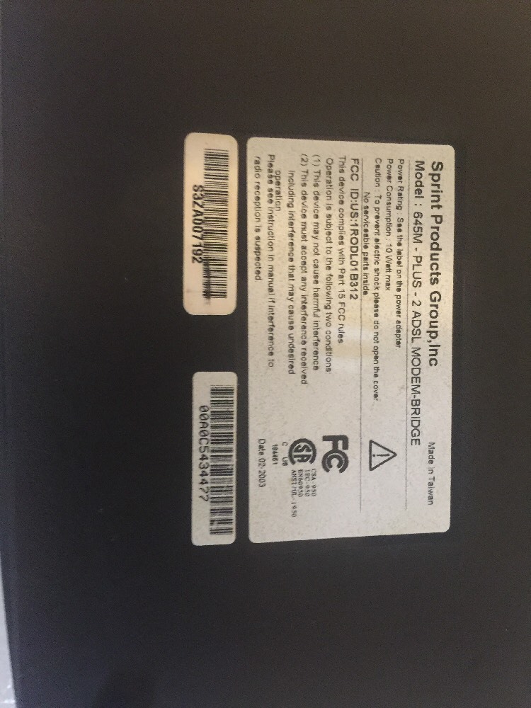 Sprint SP-645M-A1, ADSL MODEM