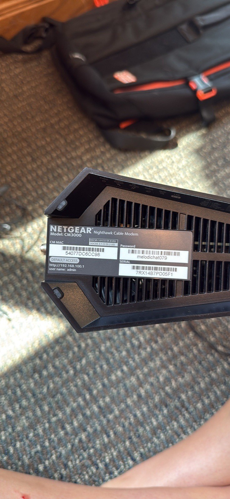 NETGEAR Nighthawk CM3000 DOCSIS 3.1 2.5Gbps Cable Modem, 2 LAN, Black