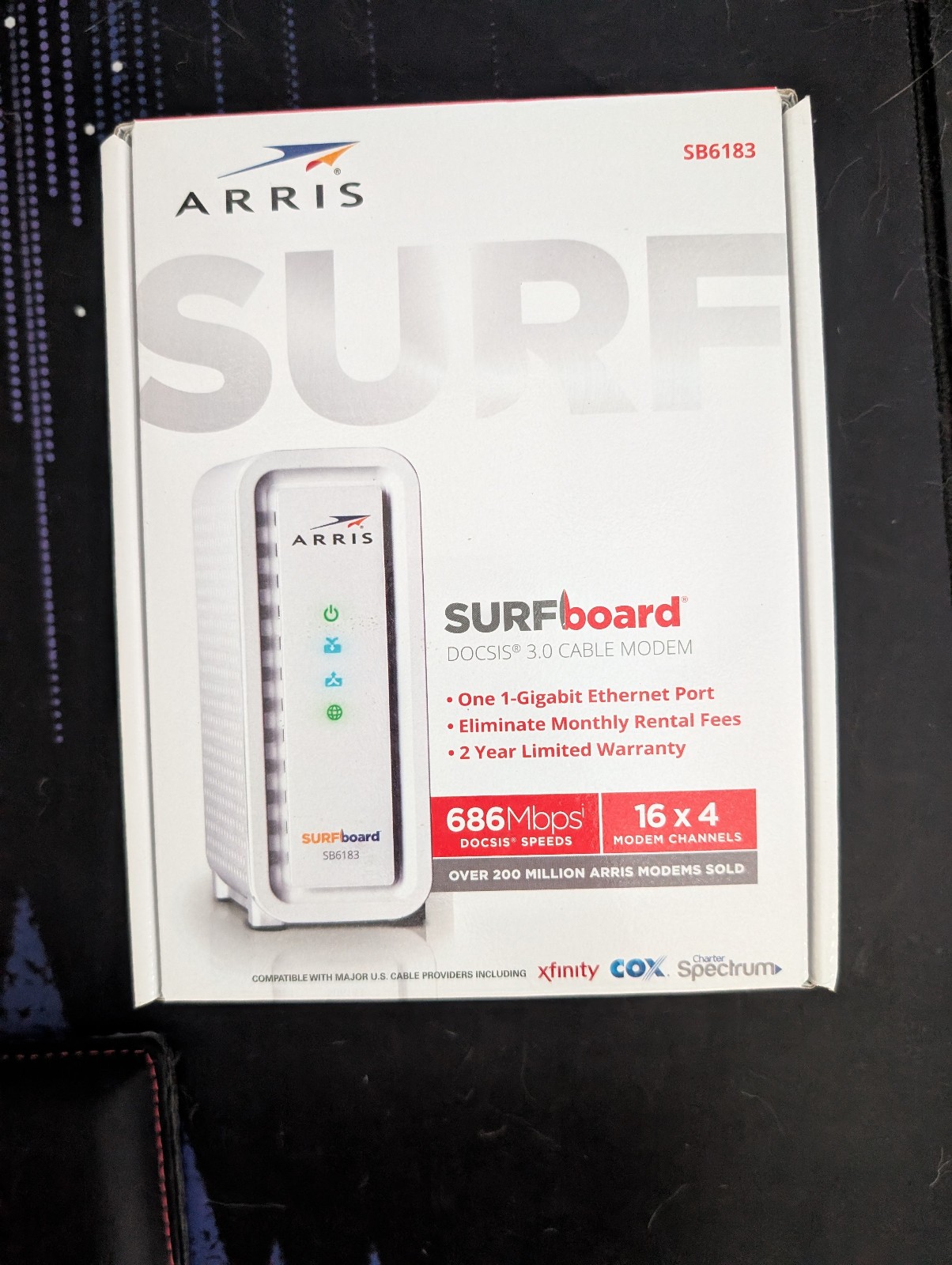 ARRIS SURFboard SB6183 Cable Modem in Retail Box For Spectrum/Xfinity 686 Mbps