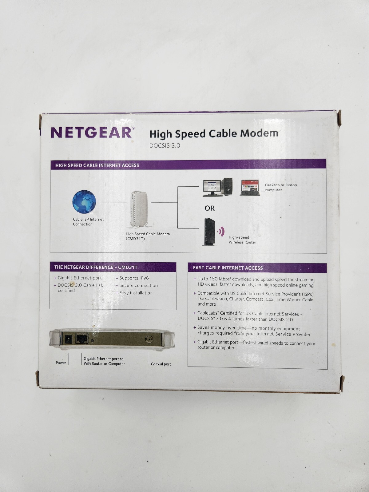 Netgear CMD31T High-Speed Cable Modem DOCSIS 3.0 Brand New