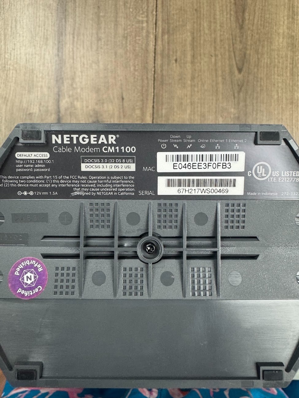 NETGEAR Nighthawk CM1100 Cable Modem 2 Gbps 2 x 1G Ethernet Ports – DOCSIS 3.1