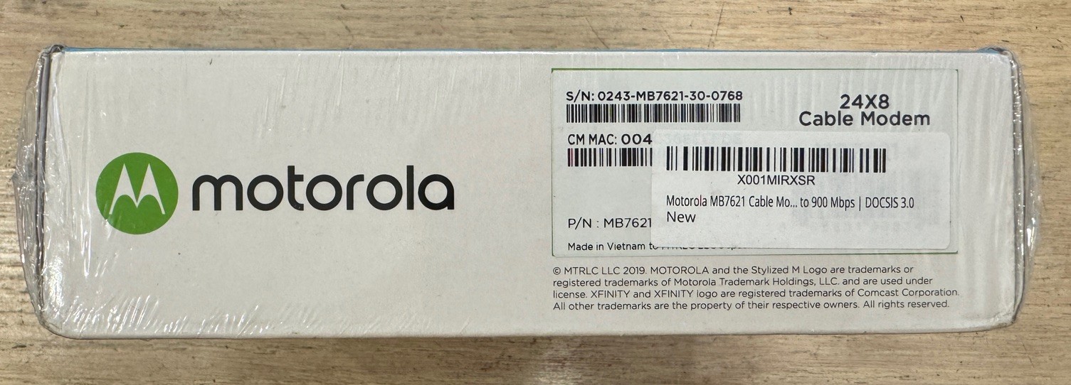 Motorola MB7621 1802 V1.0 Modem 1000 MBPS 24×8 Cable ~ Brand New Still Sealed