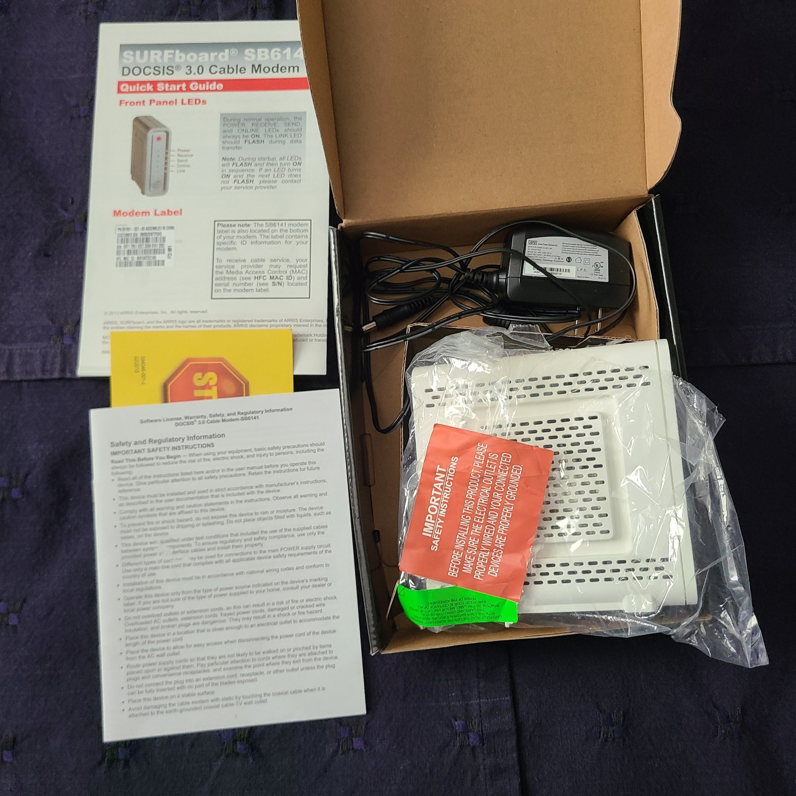 Motorola ARRIS SURFboard SB6141 Docsis 3.0 Cable Modem, my personal, white, EUC