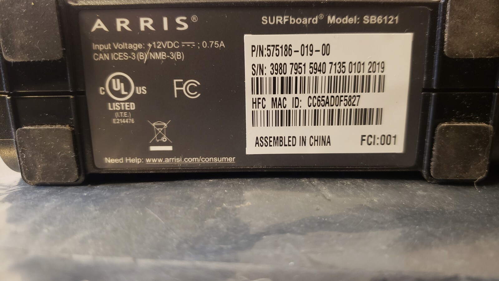 MOTOROLA Arris SurfBoard SB6121 DOCSIS 3.0 Cable Internet Wifi Modem 200 Series