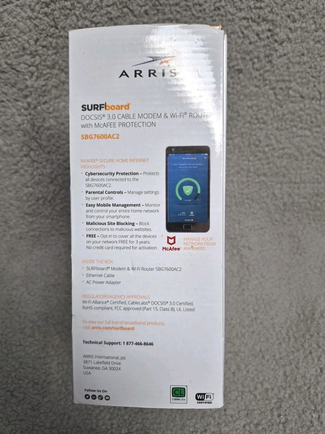 ARRIS SURFboard SBG7600AC2 32×8 DOCSIS 3.0 Cable Modem AC2350 Wi-Fi Router EUC