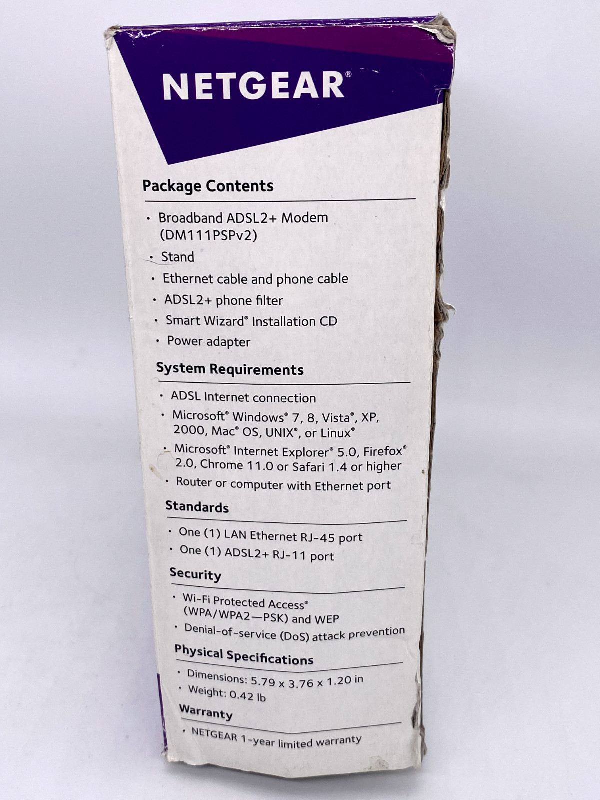 Netgear DM111PSP 100NAS ADSL2+ DSL Modem Wired Single Ethernet Port Broadband