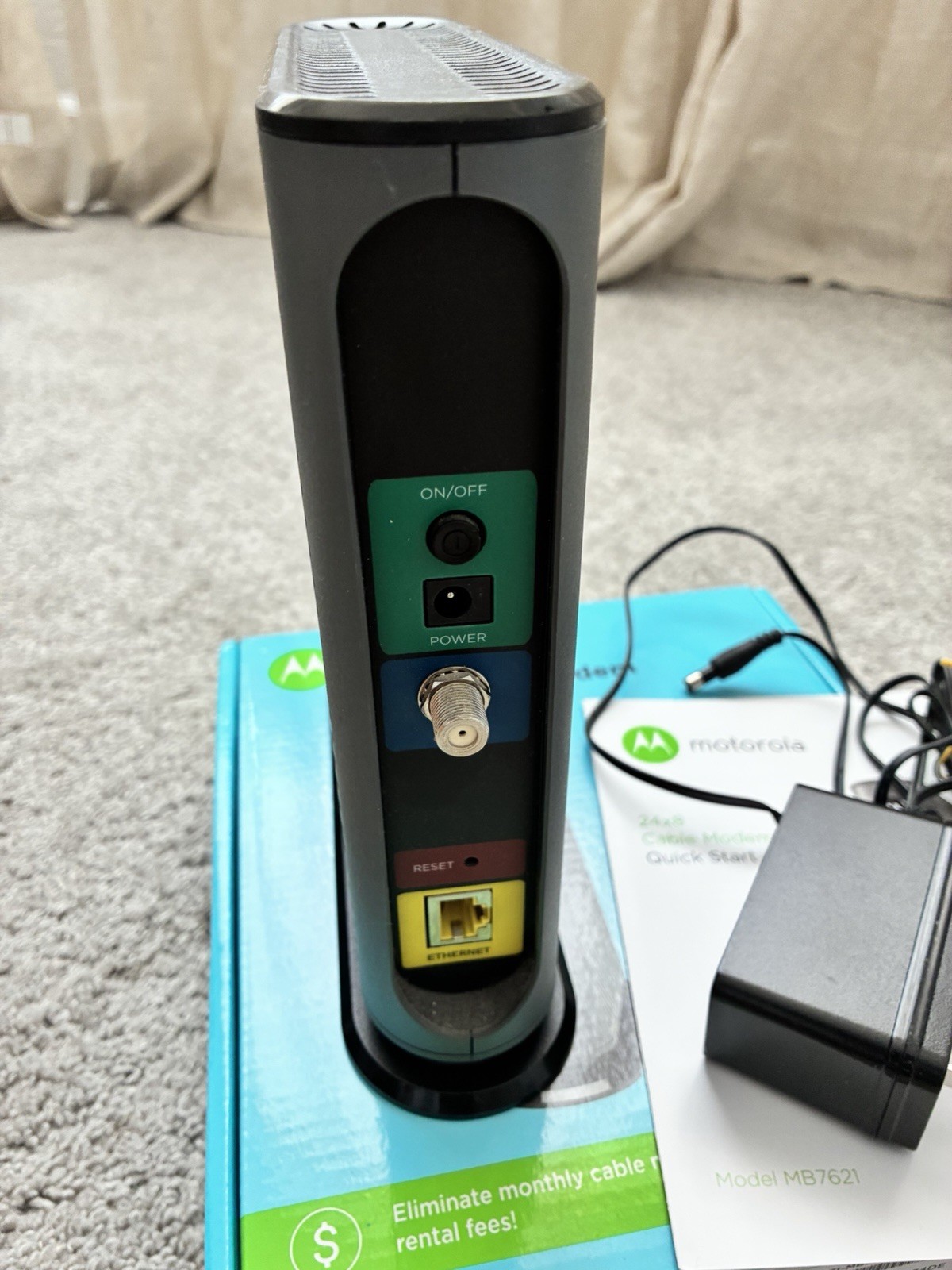 Motorola MB7621 24X8 Cable Modem With Ethernet Cable 1000+ Mbps