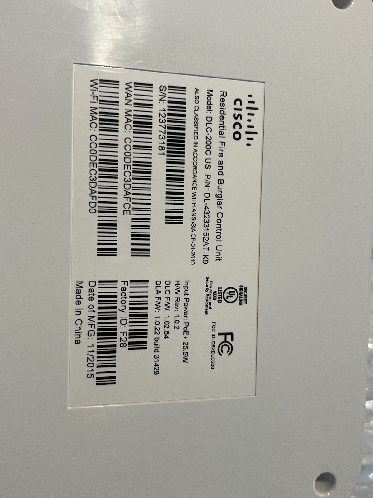 ATT DLC-200C Residential Fire and Burglar Control Unit – with SIM Card