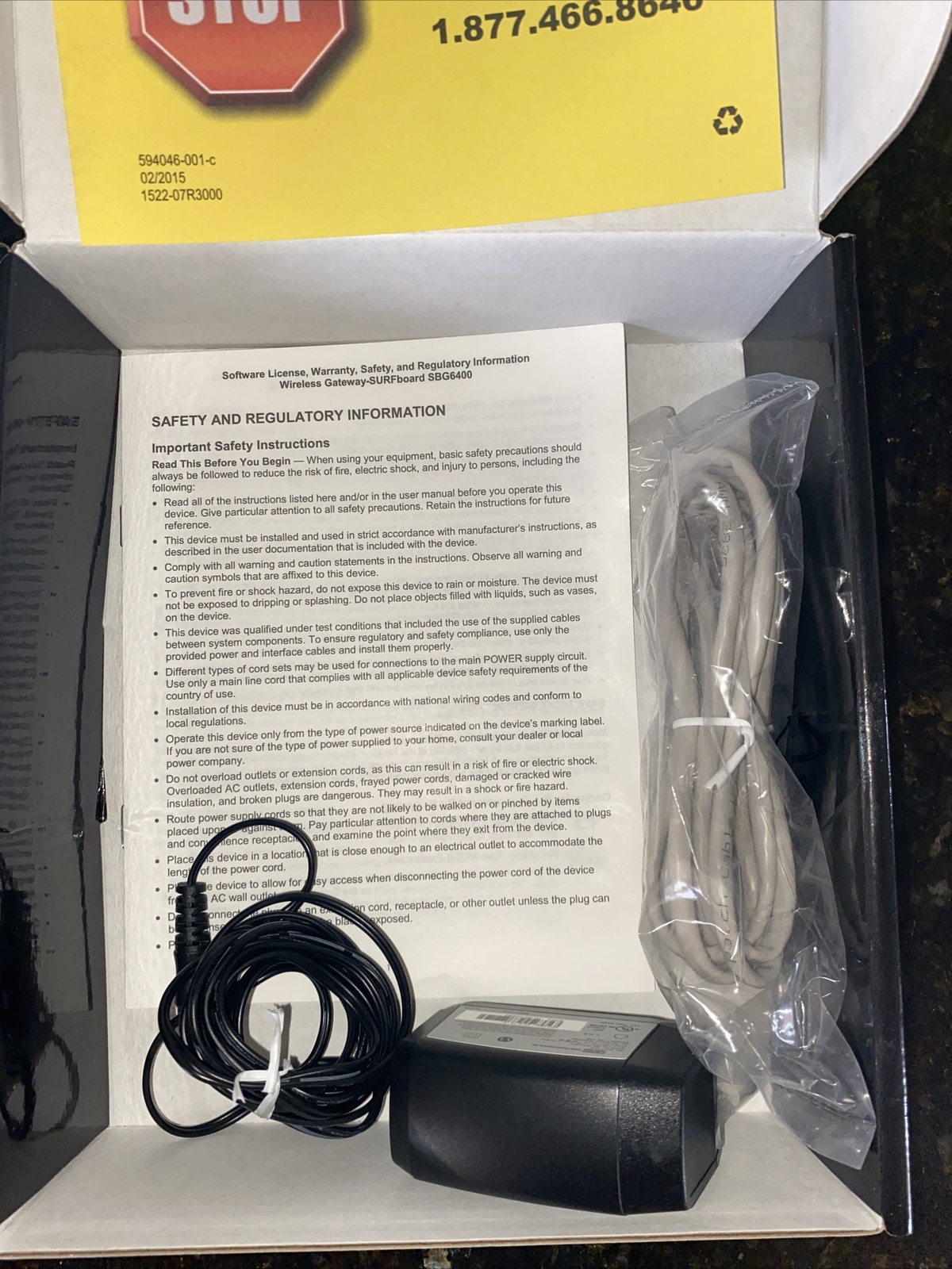 Motorola Arris SURFboard Modem & Wi-Fi Router N300 SBG6400 Open Box-new